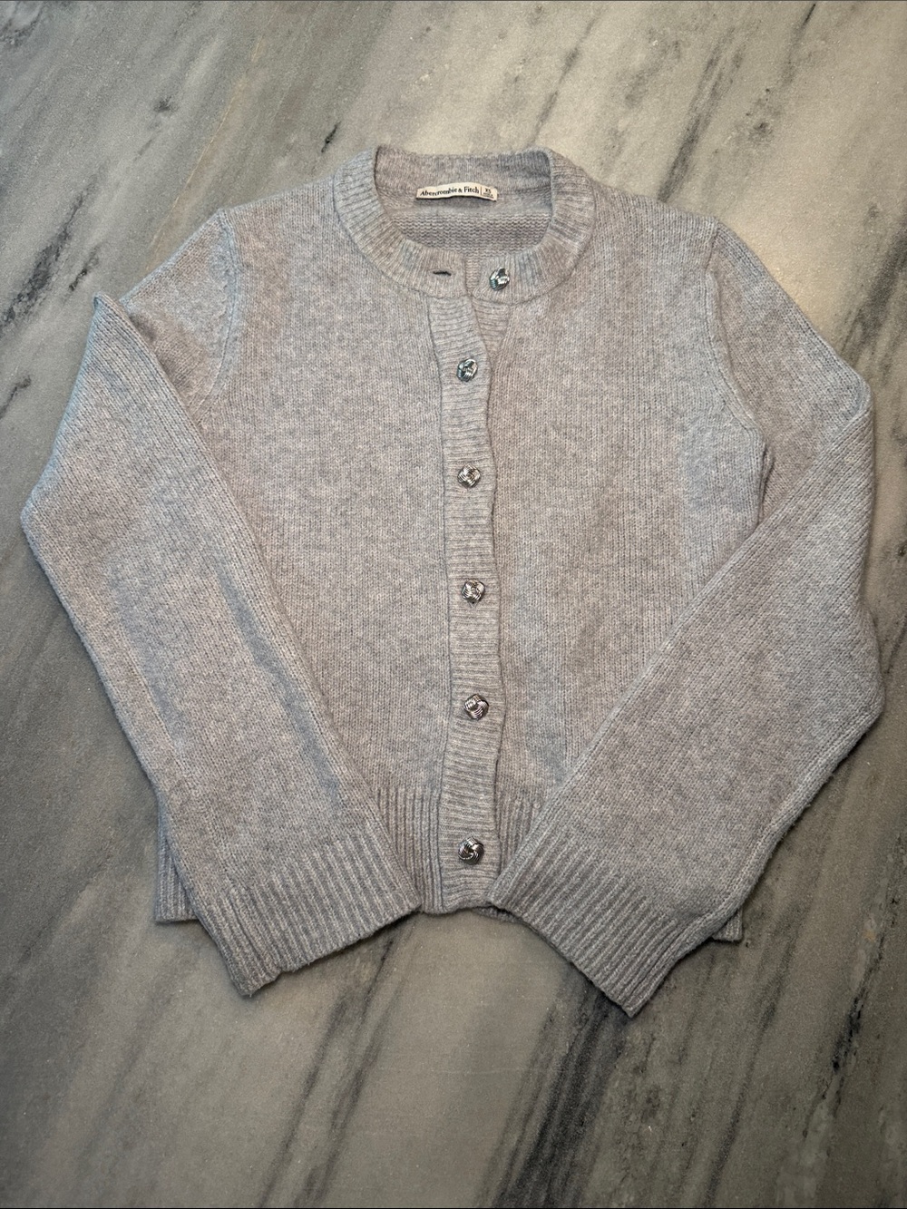 Abercrombie & Fitch Light Gray Button-Up Cashmere Blend Cardigan